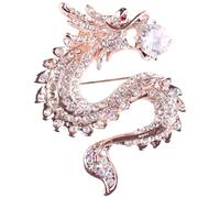 Generic Dragon Brooch Pin for Women Chinese Style Zodiac Accessory with Zircon Embellishment Elegant Metal Holiday Pin Gift for 2024 Year of The Dragon
