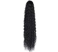 Generic Drawstring Fluffy 75cm Natural Ponytail Extension Hair Black High Temperature Resistant Synthetic Curly Hairpiece for Daily Wear and Afro Hairstyles