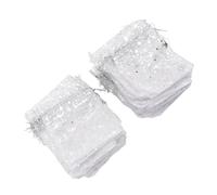 Generic Drawstring Sheer Mesh Bag Star Pattern Exquisite Transparent Gift Bags for Weddings and Parties 50PCS (Silver)
