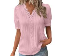 Generic Dressy White Party Lace Tops for Women UK Lace Office Classic Short Sleeve Elegant White Blouses for Women UK Plus Size Ladies Black T Shirts Size 18 Womens Tops Size 16 Going Out