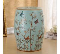 Generic Drum Stool, Classic Style, Ceramic Seat, Brown Finish, Round Shape, 46x28cm, Color: B