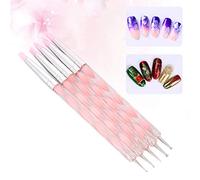 Generic Dual-ended Nail Art Pen Set 5pcs High Precision Silicone Head for Home Use Nail Carving Painting 15.5 X 5 X 1cm (Pink)