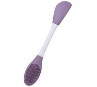 Generic Dual Head and for Versatile Cleansing and Application Silicone Applicator Brush with Plastic Handle with Home and Travel Use