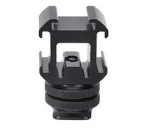 Generic Dual Layer Aluminum Alloy Hot Cold Shoe Adapter Bracket, Portable One for Three Stand for Microphones LED Video Lights Monitors, for Photography Enthusiasts, 1/4'' Size, Black