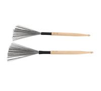 Generic Dual Purpose Drum Brush Set with Maple Sticks and Rubber Steel Wire for Jazz Drumming - 2 Pieces (Wood Color)
