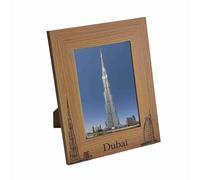 Generic Dubai City Photo Frame Engraved Dubai Skyline Wooden Frame Holiday Memories Gift (Oak-6x4-Portrait)