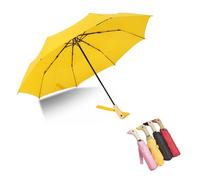 Generic Duck Umbrella Cartoon Folding Umbrella Wooden Handle Compact Umbrella Sun Travel Umbrellas (2-yellow)