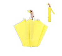 Generic Duck Umbrella Cartoon Folding Umbrella Wooden Handle Compact Umbrella Sun Travel Umbrellas (yellow)