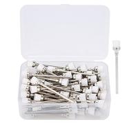 Generic Durable 100pcs Nail Drill Bit Brush with High-Density Brush Hair Suitable for Nail Drill Polishing Head, Stainless Steel Material, for Technicians and DIY Artists (White)