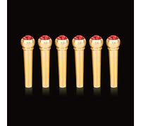 Generic Durable 6Pcs Brass Bridge Pins with Crystal Glass Dot Decor for Guitar Music Instrument Replacement (Red)