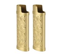 Generic Durable Floral Pattern Lighter Storage Container for Hiking 2Pcs for Standard Size Lighters (Gold（Warm White Light 3000K))
