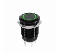 Generic Durable LED Car Momentary Switch for Vehicle DIY Projects 12mm Black Case Metal Material 2A (green)