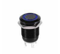 Generic Durable LED Car Momentary Switch for Vehicle DIY Projects 12mm Black Case Metal Material 2A (blue)