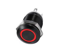 Generic Durable LED Car Momentary Switch for Vehicle DIY Projects 12mm Black Case Metal Material 2A (red)