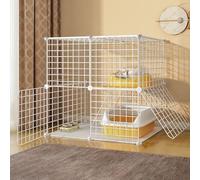 Generic Durable Metal Cat Cage - DIY Pet Playpen for Cats, Rabbits, Hamsters, and Guinea Pigs with Door Access(C5-75 * 49 * 73cm)