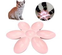 Generic Durable Pet Bowl Set for Dogs and Cats Food and Water Feeder Six Petals PP Material Blue 42x42cm (Pink)