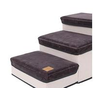 Generic Durable Pet Dog Ladder Soft Elastic Large Capacity Puppy Climbing Step Stairs for High Bed Sofa Easy to Store for Small Breed Dogs (Gray)