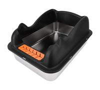Generic Durable Stainless Steel Kitty Litter Box with Raised Fence for Clean Environment for Large Cats (Black)