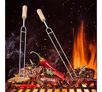 Generic Durable Stainless Steel U Shaped Roast Needle Skewers Fork for Backyard BBQ, 15.7 Inch