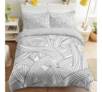 Generic Duvet Cover Set Black White Modern Avant-Garde Minimalist Artistic Abstract Lines Print Bedding Set with 2 Pillowcases, Reversible Design Double Size 79" x 79" for Children & Adults