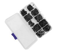 Generic E Clamp/Holder Tool, Retaining Rings Spring Clips with Storage Box Stainless Steel Firm Fixing 580Pcs E Circlip Washer Set Type Retaining Washer (Black)