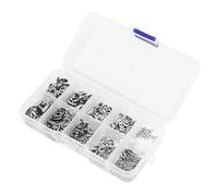 Generic E Clamp/Holder Tool, Retaining Rings Spring Clips with Storage Box Stainless Steel Firm Fixing 580Pcs E Circlip Washer Set Type Retaining Washer (Silver)
