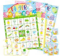Generic Easter Bingo Game Card 24 Players Easter Alphabet Bingo Game for Party Spring Holiday Family Party Game Easter Party Favors