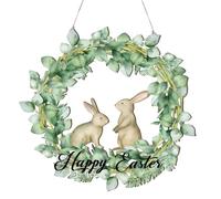 Generic Easter Door Hanging Sign Welcome Decorations Wreath for Party (H 30x30x0.5cm)