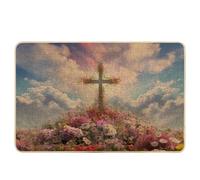 Generic Easter Door Mat Entryway Mat Heaven Jesus Wildflower Cloud Beautiful Colorful Rubber Decorations Washable Decorations Non Slip Porch Dorm House Inside Door Entryway Mat Door Mat 17x29 Inch