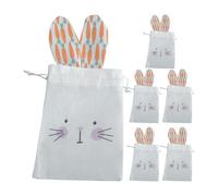 Generic Easter Gift Bags | Reusable Bags with Drawstring of 6 Pieces - Easter Candy with Rabbit Ears - for Classrooms, Home Parties, Gio Collection