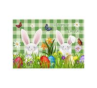 Generic Easter Rabbit Doormat, 18" x 30", Polyester, Both Indoor & Outdoor, Non-Slip, Rabbit & Easter Eggs Pattern, Cottage Style, 1 Piece