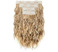 Generic Easy Clip Design, High Temperature Fiber Hairpieces Set of Four, Golden Wavy Style, Curly Clip in Hair Extensions, Twelve Inch, Salon Unnecessary for Glamorous Look