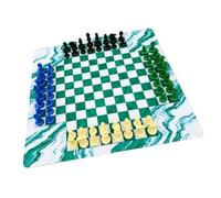 Generic Educational 4 Player Chess Set for Family Gatherings and School Learning Rubber Mat Board 45cm with 63mm Tall Pieces (Black Blue Green Beige)