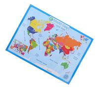 Generic Educational World Map Poster for Wall in Blue, 1 Sheet Synthetic Paper Bright Colours and Patterns, for Preschool and Home Schooling, Reference for Geography and