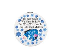 Generic Eeyore Makeup Mirror, Tabletop Mount, Small, Round, 2-Sided, Magnified, Frameless, Silver, Cartoon Donkey Gifts, Eeyore Lover Gift