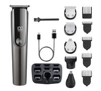 Generic Electric 5-in-1 Men’s Grooming Set: LCD Display, Attachments, USB-C Charging, 3 Speeds, Steel Blades, 120-min Runtime - Ideal for Home & Travel