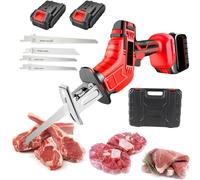 Generic Electric Bone Meat Cutter Saw, Portable Multipurpose Commercial and Home Reciprocating Meat Saw for Ribs Pig's Trotter Lamb Chops, 21V, 450W, Stainless Steel Blade, 2 Batteries