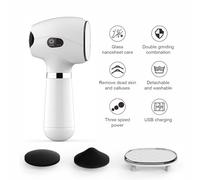 Generic Electric Foot Grinder Rechargeable Automatic Foot Callus Remover with Dual Heads Nano Glass Care Grinding Disc for Home Foot Care