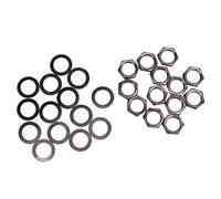 Generic Electric Guitar Bass Nut Washer Kit Metal Smooth Fasteners for M9 Female Thread Nut Jack Socket, 14pcs & Washer for Easy Installation, for Jack Connection Fit for Music Enthusiasts (Gunmetal