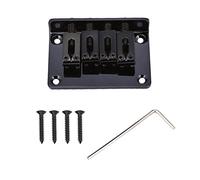 Generic Electric Guitar Bridge, 4- String Fixed Bridge Uklele Replacement Parts for Cigarbox Electric Guitars Bass Ukulele (Black)