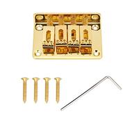Generic Electric Guitar Bridge, 4- String Fixed Bridge Uklele Replacement Parts for Cigarbox Electric Guitars Bass Ukulele (Gold)
