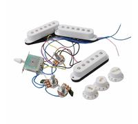 Generic Electric Pickup Guitar Wiring Harness Pickup Set Selector Knobs Prewired Installation Single Coil SSS Layout Metal Suitable for beginners quick repairs practice gigs home, White