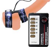 Generic Electric Shock Cock Ring Single and Dual Electric Shock Chastity Cage Output Host Sexual 5 Pulsations Stimulation Current Device Adjustable Cock Ring Electrical Adult Sex Toy