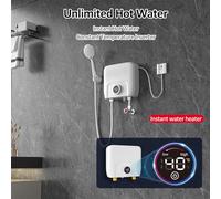 Generic Electric Tankless Water Heater Constant Temperature Hot Water Remote Control Digital Display On Demand Hot Water Heater Applicable for Bathroom Kitchen 6500W (Without Plug)