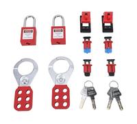 Generic Electrical Lockout Tagout Kit Robust Clamp On Breaker Lockout Device for Hazardous Environments ABS, Nylon, Stainless Steel, Brass, PVC for Industrial, Power, Coal Mines, Flammable Places