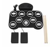 Generic Electronic Practice Drum Portable Drum Pad With Pedals Tabletop Drum Set Silicone Drum Kit portable kit for on the suitable for home rehearsal travel practice rhythm, English Version