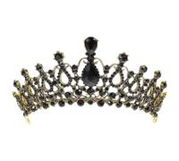 Generic Elegant Alloy Crown Tiara Prop with Rhinestones, Baroque Style Wedding Dress Tiara for Women, Delicate Hair Decor Photo Props Suitable for Anniversary and Celebration