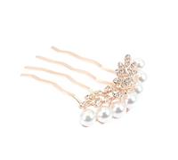 Generic Elegant Alloy Side Combs 2pcs for Women Unique Design Pearl Rhinestone Hair Combs Practical Wedding Hair Accessory for Taking Pictures and Birthdays