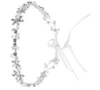 Generic Elegant Bridal Headband with Handmade Flowers and Pearl Details, Silver Alloy Hair Accessory for Weddings, Birthdays, and Dress on Ordinary Day
