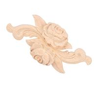 Generic Elegant Carved Flower Applique Corner Onlay Cabinet Door Vintage Style Decor 4Pcs Wood Carving Home Wall Mirrors (E Style)